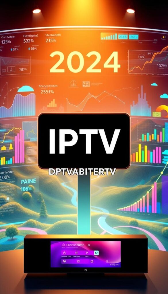 A detailed illustration of the IPTV Deutschland market in 2024, showcasing its dynamic growth and evolution. The focal point is a sleek, modern IPTVANBIETERTV logo prominently displayed, subtly hinting at the leading provider in this space. The background features a vibrant, data-driven landscape, with colorful charts, graphs, and statistics illustrating the market trends and consumer adoption. The lighting is warm and inviting, conveying a sense of optimism and progress. The overall composition is balanced, with the technical elements seamlessly integrated to create a visually captivating and informative image that aligns with the article's subject and section title.
