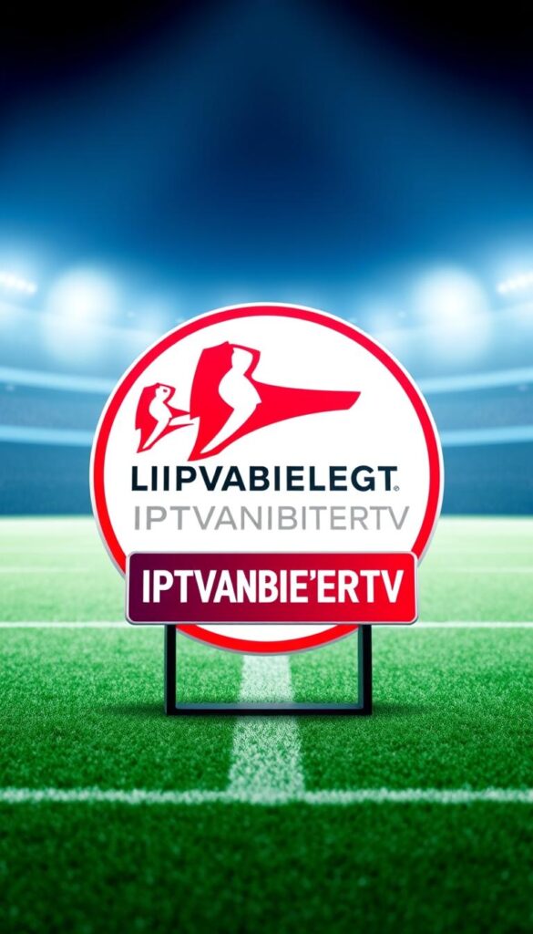 A dynamic, high-resolution image of the Bundesliga logo and IPTVANBIETERTV brand, set against a clean, modern backdrop. The Bundesliga crest stands prominently in the foreground, its iconic colors and design elements rendered with precision. In the middle ground, the IPTVANBIETERTV logo is displayed, conveying a sense of quality and reliability. The background features a subtle, gradient-based pattern that evokes the energy and excitement of live Bundesliga matches. The overall composition is balanced, with the elements arranged to create a visually striking and professional-looking image suitable for the article's "Multigeräte-Unterstützung für flexibles Bundesliga-Streaming" section.