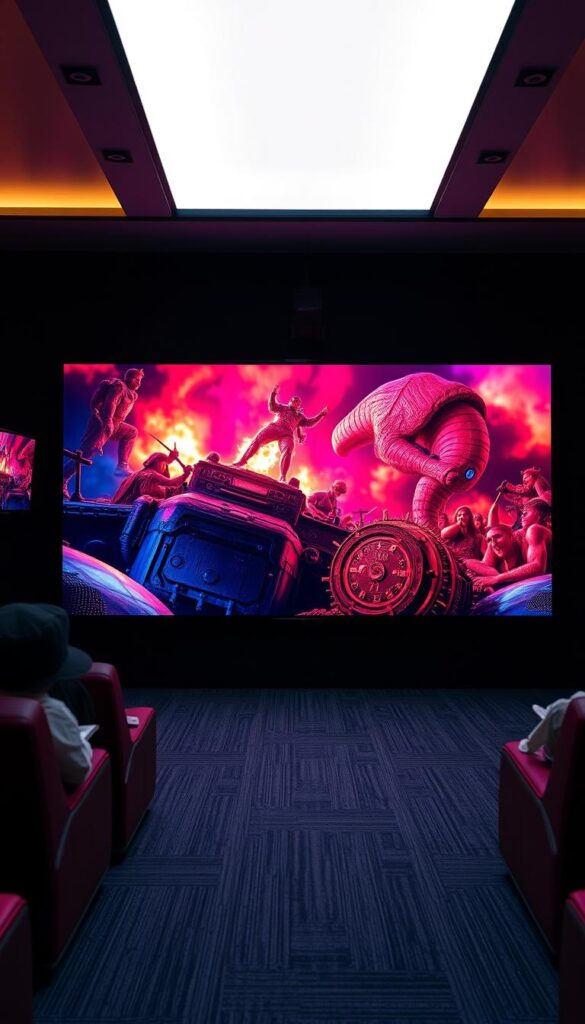 A high-quality, high-definition IPTV display showcasing the superior streaming performance and image clarity of IPTVANBIETERTV. Dramatic, cinematic lighting illuminates a vivid, lifelike scene with rich, vibrant colors and intricate detail. The camera angle provides a balanced, immersive perspective, capturing the depth and dynamic range of the image. Smooth, natural motion and crisp, artifact-free visuals convey a seamless, theater-like viewing experience. The overall mood is one of technical excellence, visual sophistication, and the cutting-edge capabilities of IPTV technology.