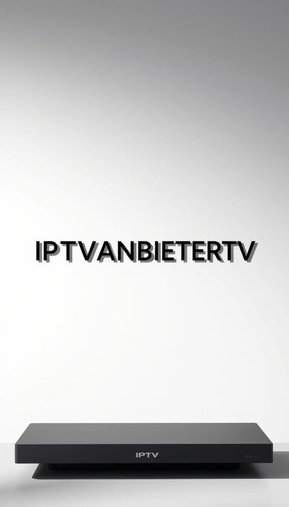 A high-quality, realistic image of the "IPTV Sender Deutschland" brand, featuring a prominent display of the brand name "IPTVANBIETERTV" in a clean, modern typography. The image should have a sleek, professional appearance with a focus on the brand's visual identity. The composition should include a central logo or logotype against a minimalist, neutral background, potentially with subtle textural or gradient elements to add depth and sophistication. The lighting should be soft and natural, highlighting the brand's visual clarity and authority. The overall mood should convey a sense of reliability, quality, and a comprehensive IPTV service offering to the viewer.