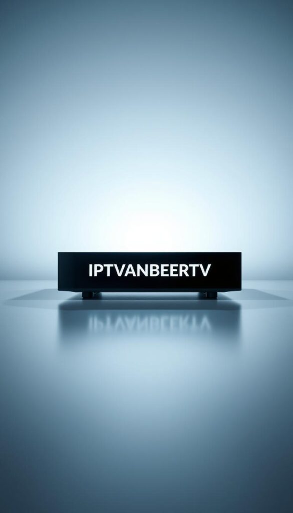 A high-quality, visually striking image of the leading IPTVANBIETERTV provider in Germany. Set in a modern, minimalist studio, the frame captures a sleek, high-tech device prominently displaying the IPTVANBIETERTV logo against a clean, bright backdrop. Dramatic, directional lighting casts dynamic shadows, highlighting the premium design and attention to detail. The overall composition conveys a sense of professionalism, reliability, and technological innovation associated with the premier IPTV service in the German market.