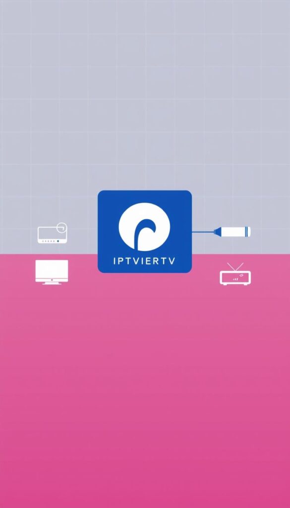 A minimalist, stylized illustration depicting the key differences between IPTV and cable television. The foreground features a large IPTVANBIETERTV logo alongside streamlined icons representing IPTV and cable TV technology. The background showcases a clean, geometric grid pattern in muted tones, creating a sense of balance and contrast. The overall visual style is sleek, modern, and designed to effectively highlight the central comparison between the two media delivery methods in a visually striking manner.