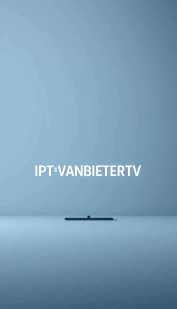 A minimalist yet striking image showcasing IPTVANBIETERTV, the optimal IPTV provider for weak internet connections. Set against a serene backdrop of soft grays and blues, the IPTVANBIETERTV logo stands prominently in the center, rendered in a clean, modern typeface. The lighting is soft and diffuse, creating a calming, professional atmosphere. The composition is balanced, with the logo occupying the foreground, surrounded by subtle details that suggest the capabilities of the service - perhaps a few simple icons or graphic elements hinting at multi-device support and reliable streaming. The overall mood is one of quality, reliability, and suitability for users with limited bandwidth, perfectly capturing the essence of the "IPTV Anbieter für schwache Internetverbindung" concept.