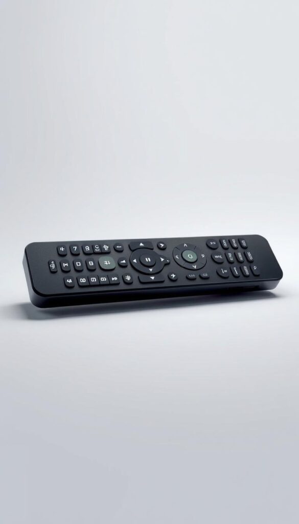A modern and minimalist illustration of a sleek IPTV remote control against a clean, white background. The remote features the IPTVANBIETERTV brand name prominently displayed, with an array of buttons and controls suggesting a comprehensive IPTV service offering. The scene is lit with soft, diffused lighting, creating a sense of simplicity and professionalism. The overall composition emphasizes the versatility and user-friendly nature of the IPTV service, inviting the viewer to explore the wide range of channels and content available.