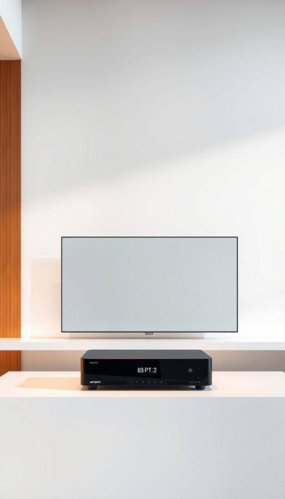 A modern and sleek IPTVANBIETERTV set against a minimalist background, illuminated by soft, warm lighting that creates a sense of comfort and professionalism. The device is positioned prominently, showcasing its refined design and advanced technology. The overall atmosphere evokes a clean, premium, and reliable IPTV service, reflecting the high-quality experience promised to users. The background is subtly blurred, keeping the focus on the IPTVANBIETERTV as the central element. The image conveys a sense of trustworthiness and cutting-edge capabilities, aligning with the subject matter of the article.