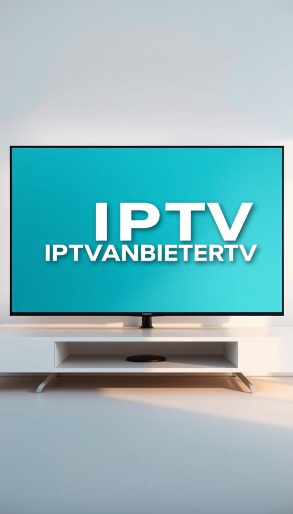 A modern, minimalist digital interface depicting the IPTV Deutschland günstig service. A clean, uncluttered layout with a sleek, streamlined design. The IPTVANBIETERTV logo prominently displayed in the center, rendered in a bold, high-contrast typeface. Subtle gradient backgrounds and soft, diffused lighting create a sense of depth and sophistication. The overall impression is one of efficiency, reliability, and high-quality IPTV offerings at an affordable price point. The composition is balanced and visually striking, reflecting the legal and regulatory aspects of IPTV usage in Germany.