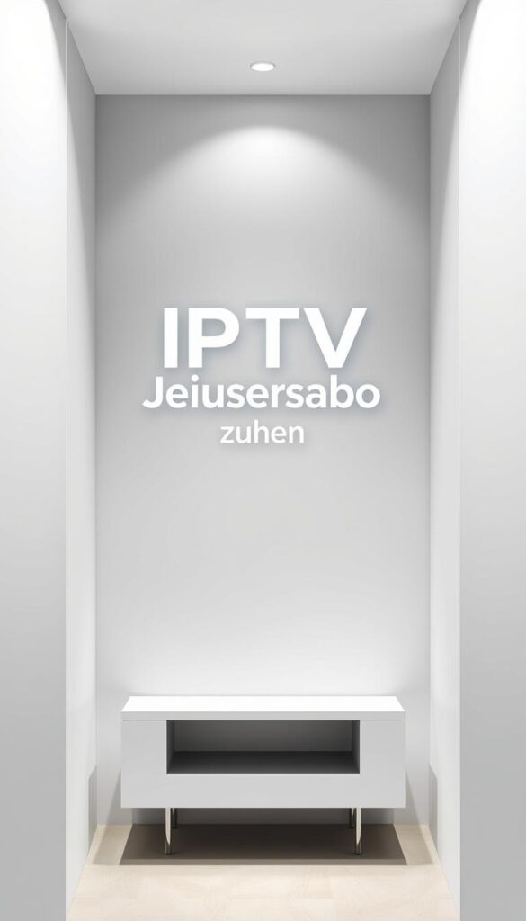 A modern, minimalist e-commerce website display showcasing the annual subscription package for IPTVANBIETERTV, a leading IPTV service provider in Germany. The scene features a clean, white background with a central focus on the "IPTV Jahresabo kaufen" product tile. The tile is rendered in a sleek, sans-serif typeface with a bold, eye-catching design. The layout emphasizes simplicity and usability, with clear pricing information and a prominent call-to-action button. Soft, directional lighting illuminates the scene, creating a sense of depth and sophistication. The overall mood is professional, trustworthy, and tailored to the German market.