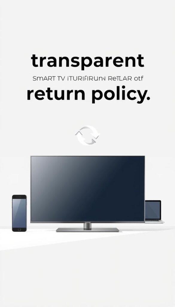 A modern, minimalist illustration showcasing the transparent return policy of IPTVANBIETERTV. In the foreground, a sleek, high-resolution smart TV with a clean, intuitive interface. Centered on the display, a bold, yet simple graphic depicting a curved arrow, symbolizing the ease of the return process. The middle ground features a range of devices - a smartphone, tablet, and laptop - all connected to the TV, highlighting the multi-device compatibility. The background is a soft, neutral gradient, placing the focus on the key elements. The lighting is bright and natural, creating a sense of clarity and trust. The overall composition conveys a sense of reliability, transparency, and customer-centricity associated with the IPTVANBIETERTV brand.