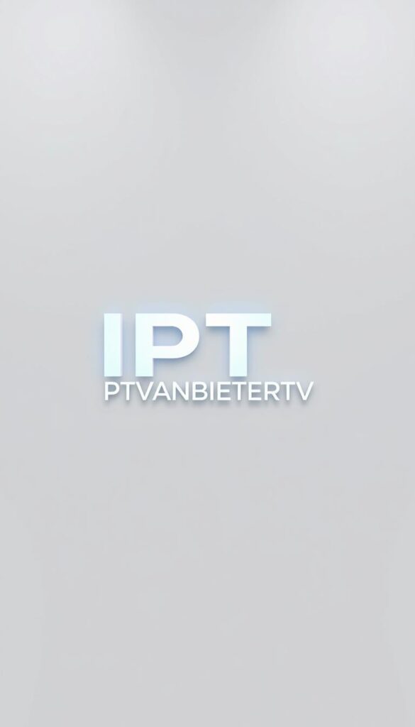 A modern, sleek IPTVANBIETERTV logo prominently displayed on a clean, minimalist background. The logo is rendered in a bold, sans-serif typeface with a subtle gradient effect, conveying a sense of professionalism and authority. The image is lit with soft, even lighting, creating a calm and inviting atmosphere. The composition places the logo centrally, allowing it to stand out and command attention. The overall design strikes a balance between simplicity and sophistication, reflecting the brand's position as a leading IPTV provider in Germany.