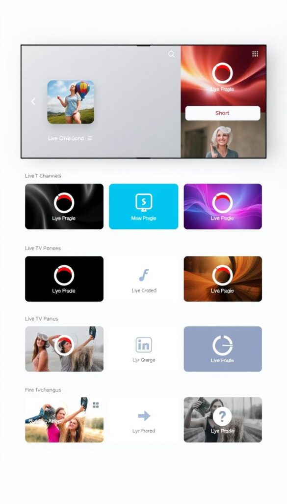 A modern, sleek IPTVANBIETERTV user interface with a clean, intuitive layout. The interface features a prominent home screen with customizable tile-based menus, allowing for easy navigation and content discovery. Smooth transitions and subtle animations create a polished, responsive experience. The color scheme is a balanced blend of neutral tones and accent colors, ensuring visual harmony. Intuitive icons and clear labeling guide the user through the platform's features, from live TV channels to on-demand content. The overall aesthetic conveys a sense of sophistication and user-centric design, making the IPTVANBIETERTV platform feel accessible and inviting.