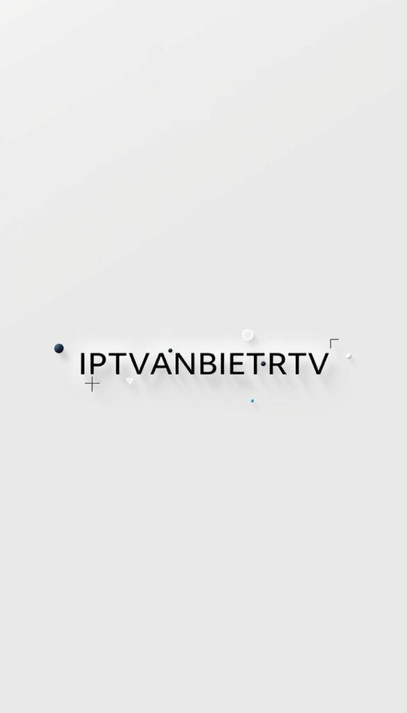 A modern, sleek and minimalist illustration of the IPTVANBIETERTV brand and Germany's leading IPTV provider. Set against a clean, softly-lit background, the IPTVANBIETERTV logo takes center stage, rendered in a bold, distinctive typeface. Surrounding the logo are dynamic, abstract geometric shapes and forms, creating a sense of movement and technology. The overall composition conveys a premium, high-quality brand identity with a sophisticated, contemporary aesthetic suitable for an article on IPTV services in Germany.