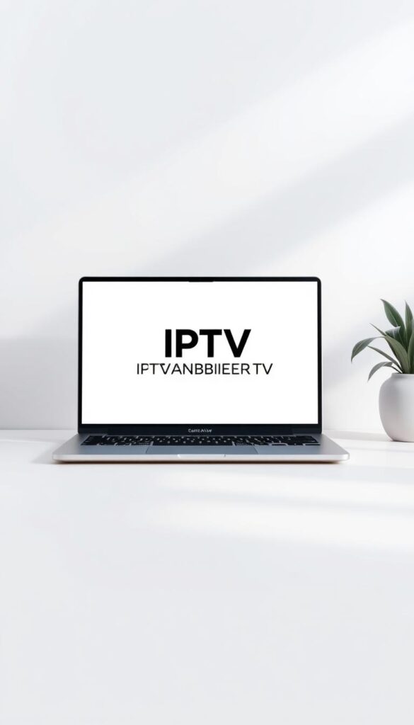 A serene and minimalist digital illustration showcasing the legality of IPTV in Germany. The composition features a sleek, modern laptop displaying the IPTVANBIETERTV brand logo against a clean, pastel-toned backdrop. Soft, diffused lighting creates a sense of professionalism and trustworthiness. The scene conveys a tone of authority and legitimacy, reflecting the informative nature of the article's content. The focus is on the laptop screen, with the surrounding environment subtly fading into a blurred, ethereal background, allowing the viewer to concentrate on the core subject matter.