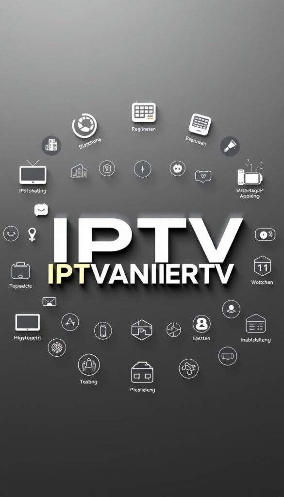 A sleek and modern comparison of IPTV providers in Germany, showcasing a dynamic and vibrant visual aesthetic. Set against a minimalist, monochromatic background, the central focus is a bold and striking rendering of the "IPTVANBIETERTV" brand name, rendered in a clean, high-contrast typographic style. Surrounding the brand, a series of carefully curated icons and illustrations provide at-a-glance information about the key features and services offered by the IPTV provider, creating a visually compelling and informative composition. The overall mood is one of professionalism, clarity, and technological sophistication, perfectly capturing the essence of the "IPTV Anbieter Vergleich" topic and the article's subject matter.