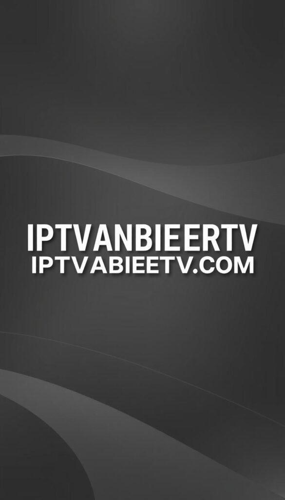 A striking and authoritative logo for "IPTVANBIETERTV.COM" in a bold, modern font, set against a sleek, high-tech backdrop of seamless grey gradients and subtle geometric patterns. The logo is rendered with a high-quality, premium appearance, conveying a sense of professionalism, reliability, and cutting-edge technology. The overall composition exudes a clean, minimal aesthetic that reflects the comprehensive channel package offered by this leading IPTV provider in Deutschland.