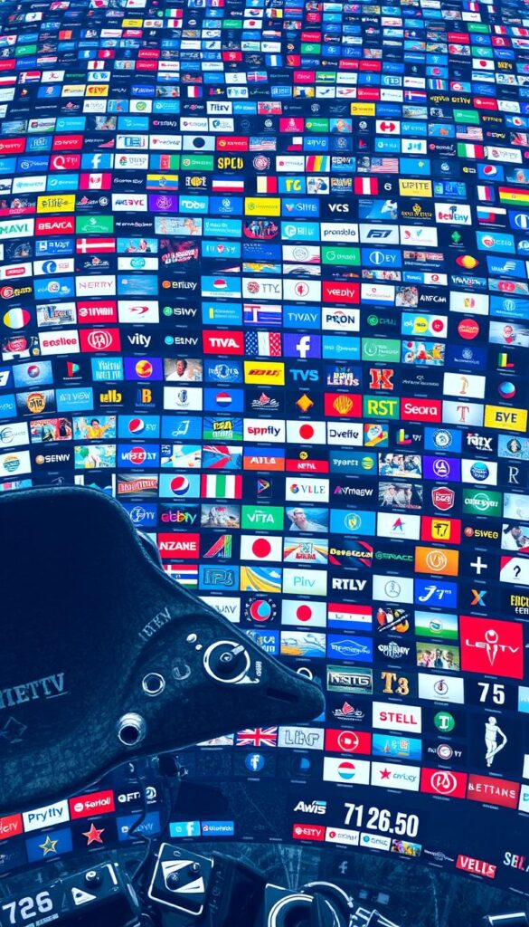 A vast array of IPTV channels spanning across a dynamic landscape, showcasing the expansive selection available on the IPTVANBIETERTV platform. Vibrant colors and detailed graphics depict a comprehensive selection of international news, sports, movies, and entertainment channels, all accessible on the user's Android device. The image conveys a sense of abundance and accessibility, with a clean, modern aesthetic that reflects the advanced technology powering the IPTV service. Soft, diffused lighting and a slightly elevated camera angle create a visually striking and inviting composition, drawing the viewer into the world of limitless IPTV entertainment.