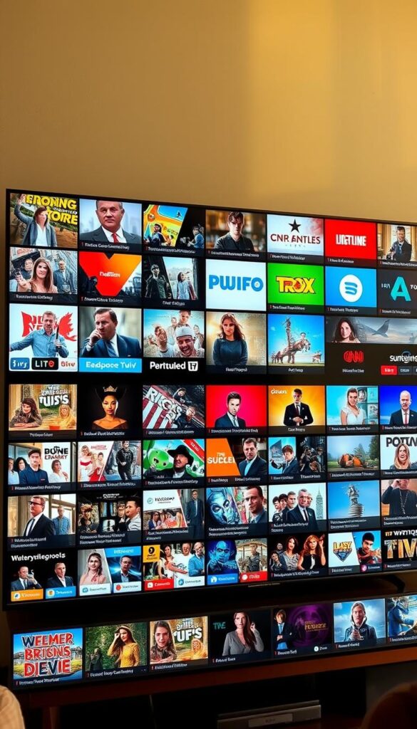 A vibrant and diverse array of television channels, showcasing a cornucopia of content on the IPTVANBIETERTV platform. A sleek and modern home entertainment system displays an abundance of programming options, ranging from news and documentaries to thrilling dramas and captivating movies. The interface is clean and intuitive, allowing seamless navigation through a vast catalogue of entertainment. Warm, natural lighting illuminates the scene, creating a cozy and inviting atmosphere. The overall composition emphasizes the breadth and quality of the IPTVANBIETERTV offering, captivating the viewer and highlighting the unparalleled programmatic variety available.