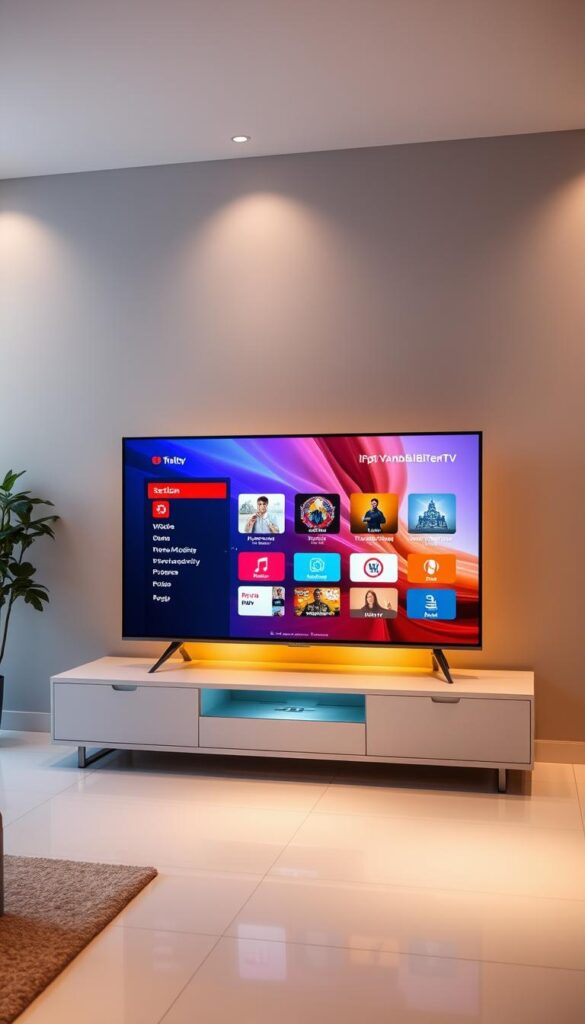A visually stunning and meticulously crafted image of the "IPTVANBIETERTV" brand, showcasing its reliable, multi-device, and attractively priced IPTV service. Set against a modern, minimalist backdrop, the image features a high-quality 4K television displaying a crisp, vibrant interface with a seamless user experience. The television is positioned on a sleek, contemporary media console, surrounded by subtle lighting effects that create a warm, inviting atmosphere. The overall composition conveys a sense of premium quality, technological sophistication, and user-friendly accessibility, perfectly aligning with the article's subject and section title.