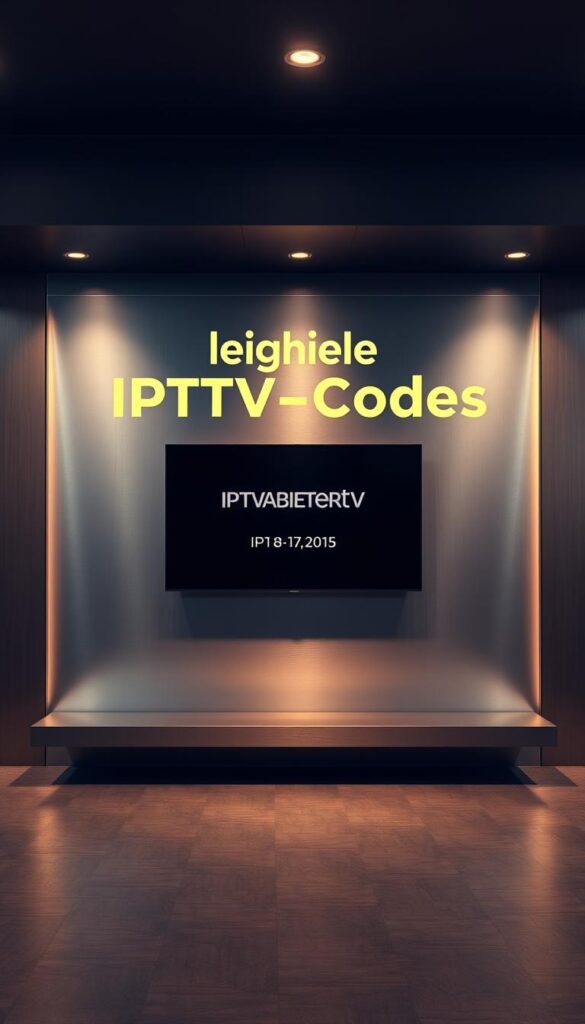 A clean, modern visual showcasing "günstige IPTV-Codes" from the premium provider IPTVANBIETERTV. A sleek, minimalist display on a brushed metal background, with the offering details elegantly presented. Warm, muted lighting creates a sophisticated, high-end ambiance. The composition is balanced, with the key information taking center stage. The overall tone conveys a sense of quality, value, and reliability that aligns with the article's subject matter.