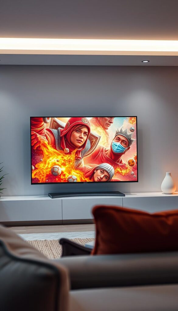 A high-quality UHD video stream flows seamlessly across a sleek, minimalist screen, showcasing the premium IPTVANBIETERTV service. Vibrant colors and sharp details create a cinematic viewing experience, while a softly lit, modern setting suggests the comfort and convenience of in-home entertainment. The scene exudes a sense of technological sophistication and visual fidelity, conveying the exceptional streaming quality that discerning IPTV consumers demand.