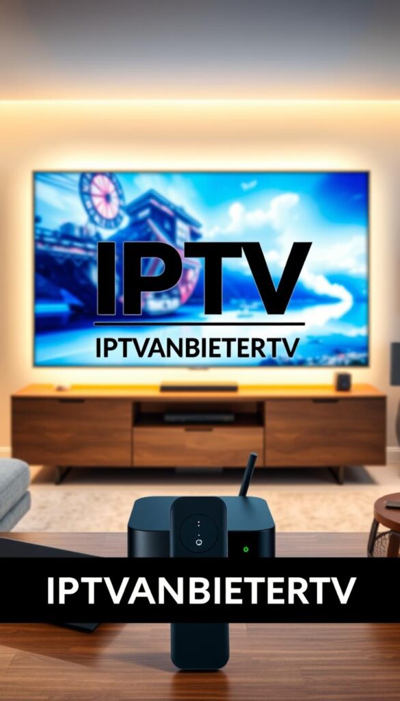 A high-quality image of "IPTV Streaming Qualität" depicting a sophisticated and reliable IPTV service. The scene shows a living room with a large, vibrant 4K television displaying crystal-clear video playback. The lighting is soft and even, with a warm, inviting atmosphere. In the foreground, the IPTVANBIETERTV brand logo is prominently featured, conveying a sense of trust and quality. The middle ground showcases a variety of streaming devices, including a sleek set-top box and a smartphone, seamlessly integrated into the scene. The background features a subtle cityscape, hinting at the wide availability and accessibility of the IPTV service. The overall composition and attention to detail create a visually stunning and aspirational representation of exceptional IPTV streaming quality. A high-quality image of "IPTV Streaming Qualität" depicting a sophisticated and reliable IPTV service. The scene shows a living room with a large, vibrant 4K television displaying crystal-clear video playback. The lighting is soft and even, with a warm, inviting atmosphere. In the foreground, the IPTVANBIETERTV brand logo is prominently featured, conveying a sense of trust and quality. The middle ground showcases a variety of streaming devices, including a sleek set-top box and a smartphone, seamlessly integrated into the scene. The background features a subtle cityscape, hinting at the wide availability and accessibility of the IPTV service. The overall composition and attention to detail create a visually stunning and aspirational representation of exceptional IPTV streaming quality.