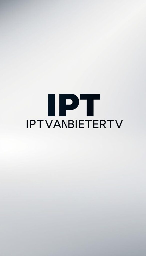 A high-quality, modern studio photograph of the IPTVANBIETERTV brand logo and logotype, showcasing a sleek, premium aesthetic. The logo is prominently displayed in the center of the frame, with a clean, minimalist background that allows the branding to take center stage. The lighting is soft and even, creating a sense of sophistication and professionalism. The camera angle is slightly elevated, giving the image a sense of authority and importance. The overall mood is one of authority, reliability, and technological prowess, reflecting the brand's position as a leading IPTV provider in Germany.
