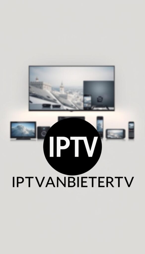 A high-quality, professional-looking image of the leading legal IPTV provider in Germany, IPTVANBIETERTV. The image features a sleek, modern design with a clean, minimal layout. In the foreground, the IPTVANBIETERTV logo is prominently displayed, rendered in a bold, distinctive font against a soft, neutral background. The middle ground showcases various IPTV-enabled devices, such as smart TVs, set-top boxes, and mobile devices, subtly suggesting the provider's wide device compatibility. The background features a subtle, blurred cityscape, hinting at the provider's nationwide coverage and reliable service. The lighting is soft and diffused, creating a sophisticated, premium atmosphere. The overall composition is well-balanced, with a clear focal point and a harmonious color palette, conveying the professionalism and trustworthiness of IPTVANBIETERTV as the leading legal IPTV solution in Germany.