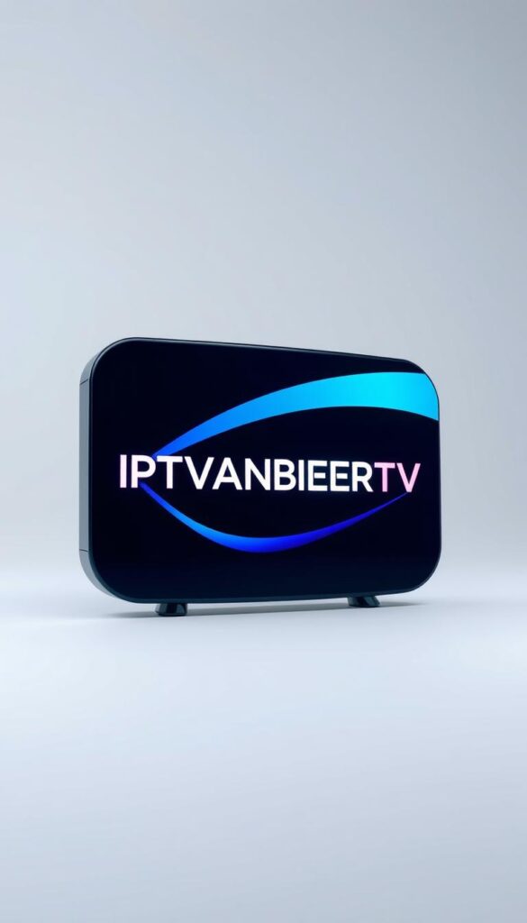A high-quality, sleek and modern IPTVANBIETERTV logo against a clean, minimalist background. The logo should be the focal point, prominently displayed with a crisp, vibrant design that conveys a sense of professionalism and reliability. The background should be a subtle, neutral tone that allows the logo to stand out without distracting. Lighting should be soft and even, creating a calm, elegant atmosphere. The camera angle should be slightly elevated, giving the impression of a premium, high-end product. The overall composition should be balanced and aesthetically pleasing, showcasing IPTVANBIETERTV as a trusted and reputable IPTV provider.