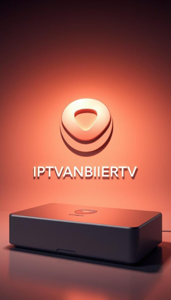 A high-quality, ultra-detailed image of the IPTVANBIETERTV brand logo and product package design, showcased in a sleek, modern studio setting with warm, directional lighting and soft shadows. The logo is prominently displayed, rendered with a smooth, glossy finish and dimensional depth. The product package features a minimal, elegant design with a matte, textured surface and clean lines. The background is a simple, neutral color that allows the IPTVANBIETERTV branding to take center stage. The overall composition conveys a sense of quality, sophistication, and technological innovation.