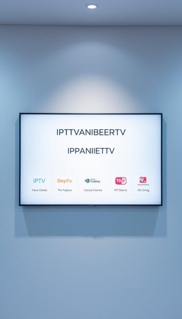 A modern and dynamic IPTV panel interface against a clean, minimalist background. The panel features the brand "IPTVANBIETERTV" prominently displayed, conveying a sense of professionalism and reliability. The design is sleek and intuitive, with clearly labeled sections for various IPTV features and services. Soft lighting illuminates the panel, creating a warm and inviting atmosphere. The overall impression is one of a user-friendly, high-quality IPTV solution that caters to the needs of both casual and tech-savvy users.
