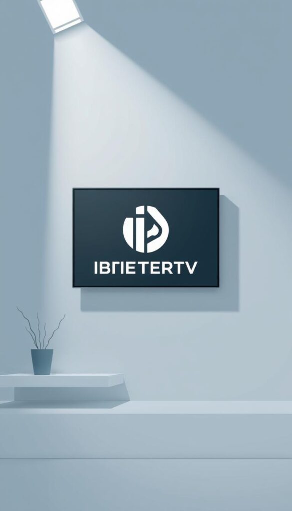 A modern, minimalist illustration of the leading IPTVANBIETERTV provider in Germany. A sleek and elegant logo prominently displayed, surrounded by simple yet impactful geometric shapes and clean lines. The color palette is a sophisticated blend of muted blues, grays, and whites, conveying a sense of professionalism and authority. The overall composition is balanced and visually compelling, drawing the viewer's attention to the core branding elements. Subtle lighting from the top-left casts soft shadows, adding depth and dimensionality to the scene. The image has a high-quality, high-resolution appearance, suitable for use in a premium digital publication.