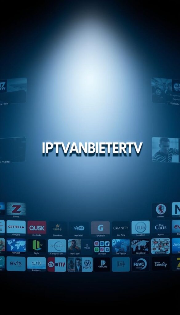 A modern, sleek IPTV channel listing interface, showcasing the extensive global programming of IPTVANBIETERTV. A bold, clean title dominates the center, surrounded by elegant icons and thumbnails of various international channels. The layout is visually striking, with a minimalist color palette of blues, grays, and whites, conveying a sense of sophistication and technology. Subtle lighting creates depth and highlights the crisp, high-quality graphics. The overall composition suggests a premium, user-friendly IPTV experience catering to discerning viewers seeking a comprehensive global entertainment selection.