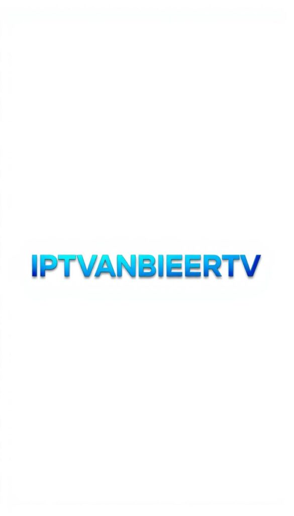 A modern, sleek logo for the leading IPTVANBIETERTV IPTV provider in Germany. The logo features a bold, geometric sans-serif typeface in a deep blue color, with subtle gradient shading to create a sense of depth and dimension. The logo is set against a clean, white background, with a subtle grid pattern or abstract geometric shape in the background to suggest the digital, technological nature of the IPTV service. The overall design conveys a sense of professionalism, reliability, and cutting-edge technology, positioning IPTVANBIETERTV as the premier IPTV provider in the German market.