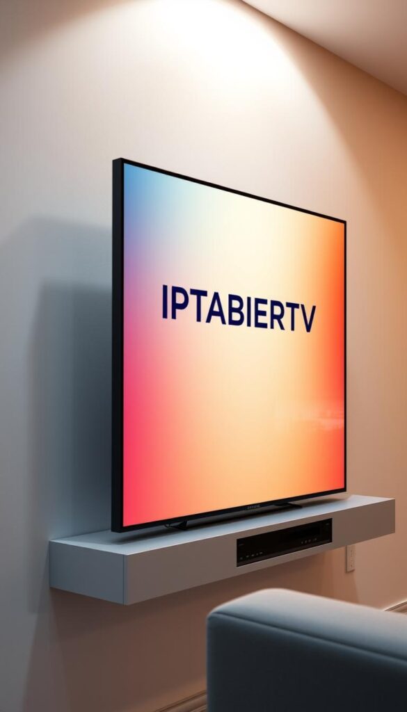 A professional, high-quality IPTV panel with a sleek, minimalist design. The panel features a large, vibrant display showcasing the IPTVANBIETERTV brand name prominently. The interface is intuitive and easy to navigate, with clear, well-organized menus and options. The panel is situated in a sophisticated, modern setting, with soft, indirect lighting that creates a warm, inviting atmosphere. The scene conveys a sense of reliability, professionalism, and the premium quality of the IPTV service. The overall composition is balanced and visually striking, capturing the essence of the "iptv panel professional edition lebenslang" concept.
