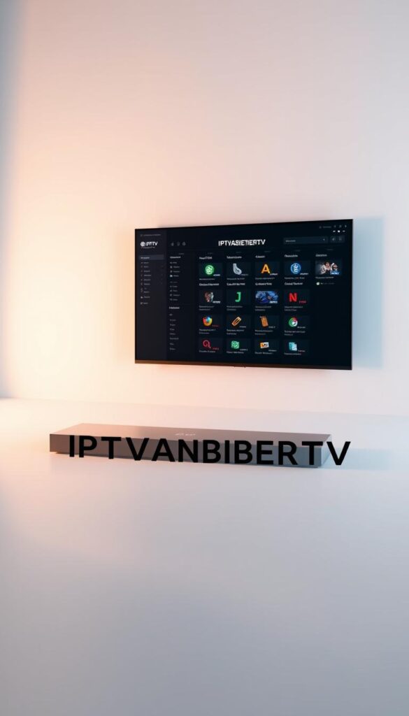 A professional-looking IPTV panel admin tool with a sleek, modern interface. The tool is set against a clean, minimalist background with soft, indirect lighting that creates a sense of focus and clarity. The panel features a grid-like layout with intuitive controls and menus, allowing for easy navigation and management of IPTV services. The IPTVANBIETERTV brand logo is prominently displayed, conveying a sense of authority and expertise. The overall atmosphere is one of efficiency, simplicity, and reliability, reflecting the ease of setup and operation of the IPTV service described in the article.