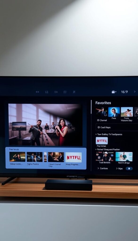 A sleek and modern IPTVANBIETERTV software interface, with a clean, intuitive layout. In the foreground, a large 16:9 video player window displaying high-quality IPTV content, framed by a minimalist yet stylish control panel. In the middle ground, a sidebar with categorized channels, favorites, and playback options. The background is a subtle gradient, creating a sense of depth and professionalism. Soft, indirect lighting illuminates the scene, highlighting the software's elegant design and user-friendly features. The overall mood is one of sophistication and functionality, reflecting the premium IPTV experience offered by IPTVANBIETERTV.