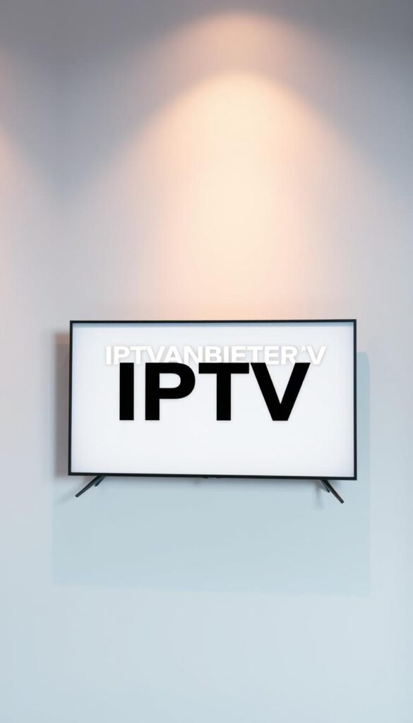 A sleek, minimalist digital display showcases the bold IPTVANBIETERTV logo, prominently featured against a clean, muted backdrop. The screen's crisp, high-resolution display suggests a cutting-edge, technologically advanced IPTV service. Subtle lighting casts a warm, inviting glow, creating a sense of professionalism and reliability. The overall composition conveys a sense of modern sophistication, reflecting IPTVANBIETERTV's position as the leading IPTV provider in Germany. The image's elegant simplicity and attention to detail effectively communicate the service's quality and trustworthiness.