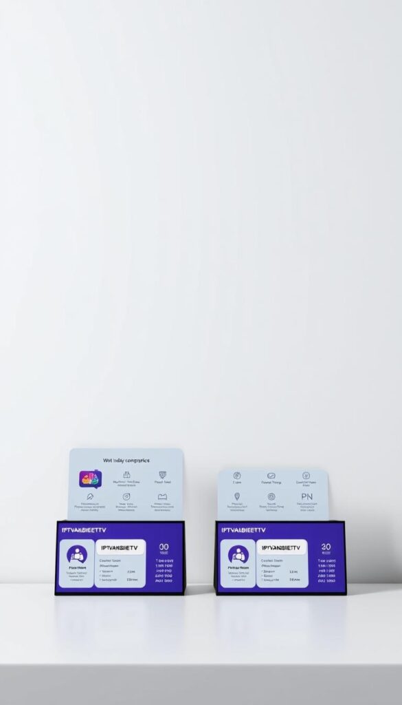 A sleek, modern IPTV service comparison showcase with a clean, minimalist aesthetic. Set against a soft, neutral background, the foreground features a series of well-designed product cards showcasing the key features and pricing of the IPTVANBIETERTV service. The cards are arranged in a visually appealing grid layout, allowing for easy comparison. Subtle lighting accentuates the crisp typography and well-defined icons, creating a sense of depth and professionalism. The overall composition conveys a message of transparency, fairness, and attention to detail, in line with the article's subject matter. A sleek, modern IPTV service comparison showcase with a clean, minimalist aesthetic. Set against a soft, neutral background, the foreground features a series of well-designed product cards showcasing the key features and pricing of the IPTVANBIETERTV service. The cards are arranged in a visually appealing grid layout, allowing for easy comparison. Subtle lighting accentuates the crisp typography and well-defined icons, creating a sense of depth and professionalism. The overall composition conveys a message of transparency, fairness, and attention to detail, in line with the article's subject matter.