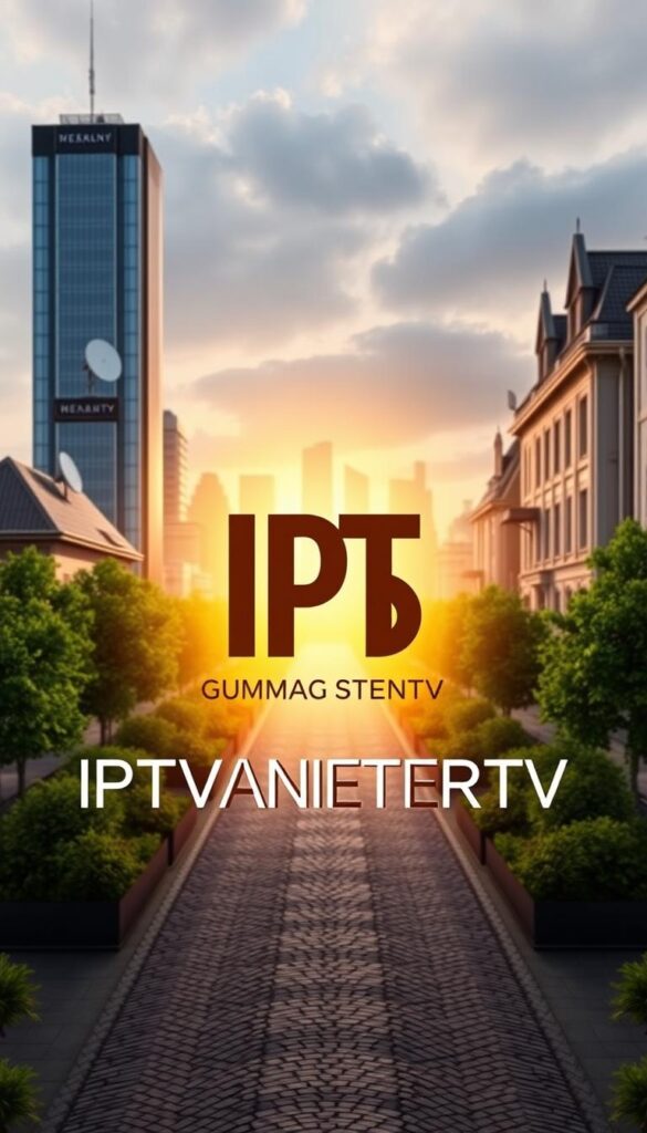 A sleek, modern IPTVANBIETERTV logo takes center stage, casting a warm glow over a stylized German cityscape. The foreground features a clean, minimalist design with crisp lines and a bold, distinctive typeface. In the middle ground, high-rise buildings and satellite dishes hint at the advanced digital infrastructure powering the IPTV service. The background showcases the vibrant culture and energy of Germany, with lush greenery, cobblestone streets, and a hint of the country's iconic architecture. The lighting is soft and diffused, creating a sense of sophistication and professionalism. The overall composition conveys the reliability, accessibility, and cutting-edge technology of IPTVANBIETERTV, the leading IPTV provider in Germany. A sleek, modern IPTVANBIETERTV logo takes center stage, casting a warm glow over a stylized German cityscape. The foreground features a clean, minimalist design with crisp lines and a bold, distinctive typeface. In the middle ground, high-rise buildings and satellite dishes hint at the advanced digital infrastructure powering the IPTV service. The background showcases the vibrant culture and energy of Germany, with lush greenery, cobblestone streets, and a hint of the country's iconic architecture. The lighting is soft and diffused, creating a sense of sophistication and professionalism. The overall composition conveys the reliability, accessibility, and cutting-edge technology of IPTVANBIETERTV, the leading IPTV provider in Germany.