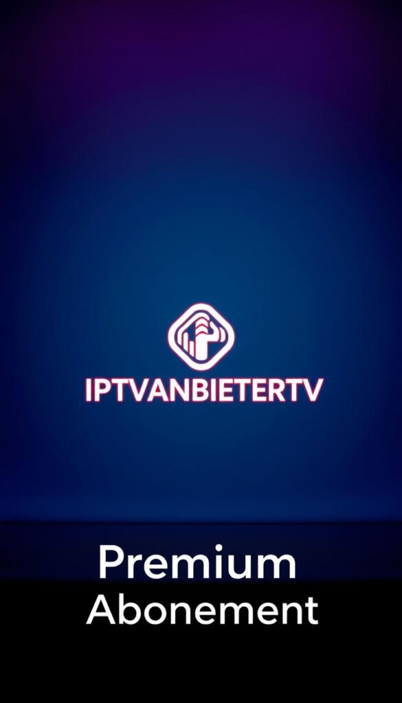 A sleek, modern, and visually striking image of a "Premium-IPTV-Abonnement". The scene depicts a stylized IPTVANBIETERTV logo prominently displayed in the center, surrounded by a minimalist yet elegant design. The background features a gradient of deep blues and purples, creating a sense of depth and sophistication. The lighting is soft and diffused, casting a warm glow on the logo and adding depth to the image. The overall composition is balanced and visually appealing, conveying the premium and high-quality nature of the IPTV service. The image effectively captures the essence of the section title and the article subject, making it an ideal illustration for the reader.