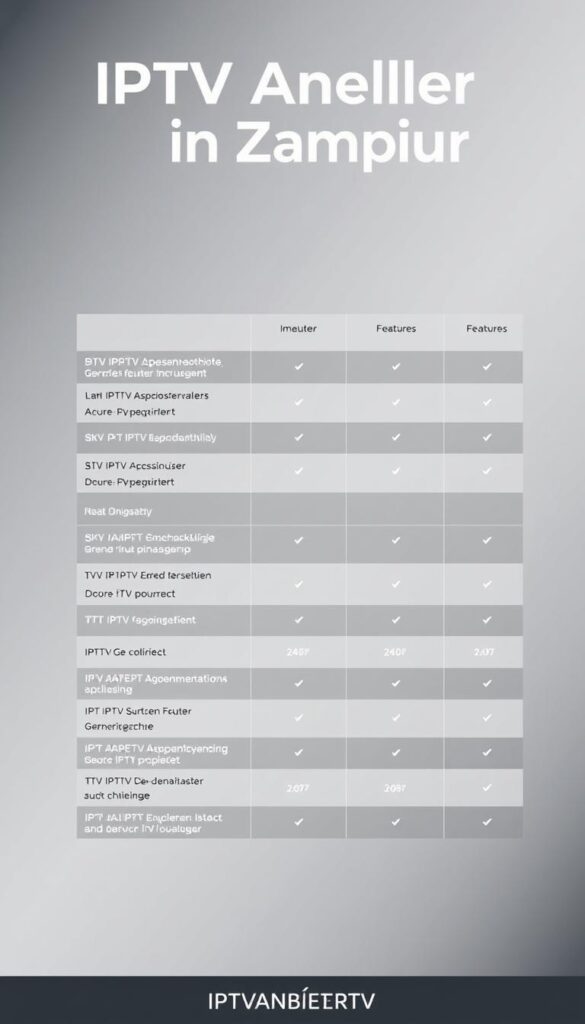 A sleek, modern comparison chart showcasing IPTV provider costs and features, with a clean, minimalist design. The chart is set against a subtle gradient background, accentuating the key details. In the foreground, crisp icons and infographic elements illustrate the various IPTV service tiers, highlighted by the IPTVANBIETERTV logo. The layout is balanced and easy to parse, inviting the viewer to explore the relative pricing and offerings of different IPTV providers. The overall mood is professional, informative, and visually engaging, perfectly suited to the "IPTV Anbieter Kosten im Vergleich" section of the article.