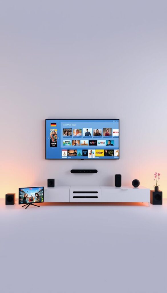 A sleek, modern illustration of the IPTVANBIETERTV streaming platform, showcasing its features and versatility. Set against a minimalist background, the main focus is a tastefully designed UI display featuring a range of content options, seamlessly integrated across multiple devices. The scene is bathed in a soft, diffused light, creating a warm and inviting atmosphere. The composition emphasizes the platform's user-friendly interface and wide selection of content, highlighting its appeal as the best choice for streaming in Germany. The overall aesthetic is clean, sophisticated, and tailored to reflect the platform's reliability and cutting-edge technology. A sleek, modern illustration of the IPTVANBIETERTV streaming platform, showcasing its features and versatility. Set against a minimalist background, the main focus is a tastefully designed UI display featuring a range of content options, seamlessly integrated across multiple devices. The scene is bathed in a soft, diffused light, creating a warm and inviting atmosphere. The composition emphasizes the platform's user-friendly interface and wide selection of content, highlighting its appeal as the best choice for streaming in Germany. The overall aesthetic is clean, sophisticated, and tailored to reflect the platform's reliability and cutting-edge technology.