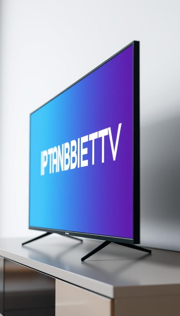 A sleek, modern television set displaying the bold and vibrant "IPTVANBIETERTV" logo against a stylish, minimalist background. The screen is showcased in a well-lit, high-quality close-up, with a soft, directional lighting that accentuates the sharp lines and smooth curves of the device. The overall composition conveys a sense of professionalism, technological advancement, and a premium brand image, perfectly capturing the essence of "Der führende IPT" within the broader "IPTV Anbieter Vergleich 2025" context.