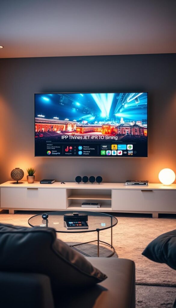 High-quality IPTV streaming with vibrant 4K resolution and smooth 60fps playback. A sleek, modern living room setup with a large flatscreen TV displaying crystal-clear, high-definition video from IPTVANBIETERTV. Ambient lighting creates a cozy, immersive atmosphere as the content on screen captivates the viewer. The camera captures the scene in a cinematic, wide-angle perspective to showcase the premium streaming experience. High-quality IPTV streaming with vibrant 4K resolution and smooth 60fps playback. A sleek, modern living room setup with a large flatscreen TV displaying crystal-clear, high-definition video from IPTVANBIETERTV. Ambient lighting creates a cozy, immersive atmosphere as the content on screen captivates the viewer. The camera captures the scene in a cinematic, wide-angle perspective to showcase the premium streaming experience.